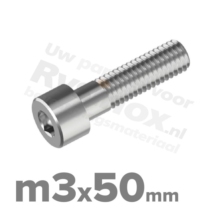 Inbusbout M3x50 DIN 912 / ISO 4762 - RVS A2 (Inox)