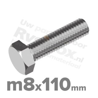 Zeskantbout M8x110 DIN 933 / RVS A2 (Inox)