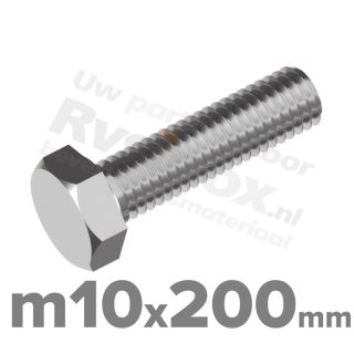 Zeskantbout M10x200 DIN 933 / RVS A2 (Inox)