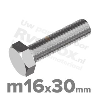 Zeskantbout M16x30 DIN 933 / RVS A2 (Inox)