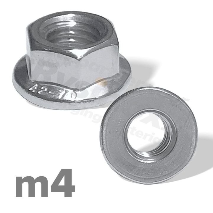 Zeskantflensmoer M4 DIN 6923 RVS A2