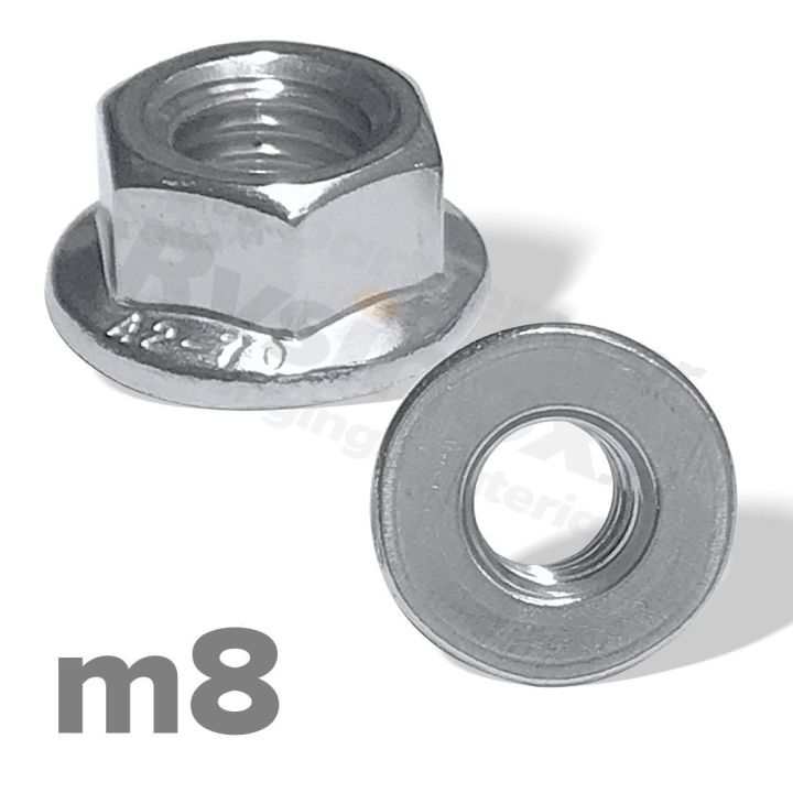 Zeskantflensmoer M8 DIN 6923 RVS A2