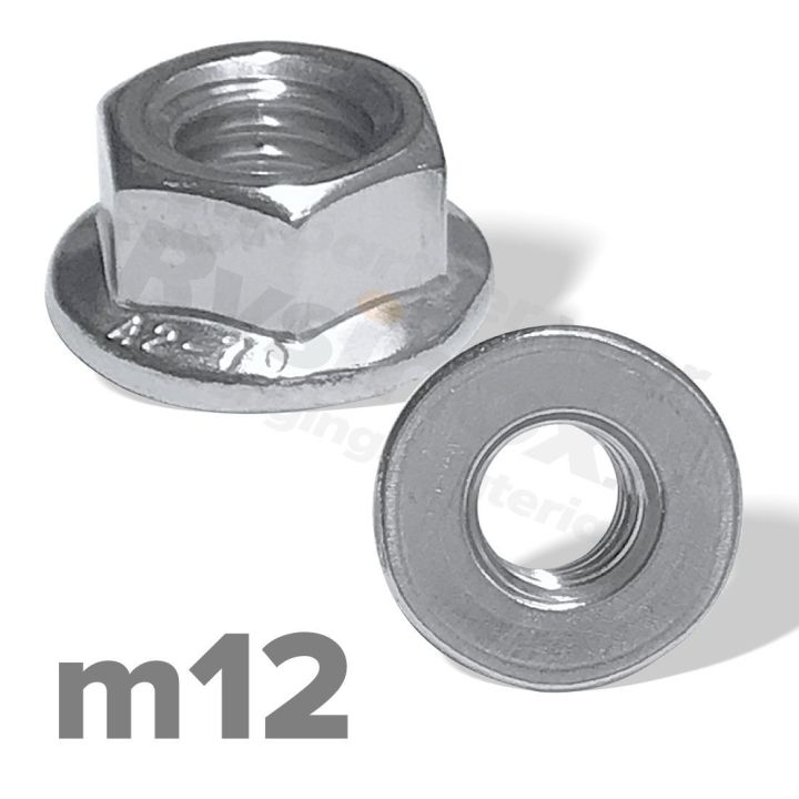 Zeskantflensmoer M12 DIN 6923 RVS A2