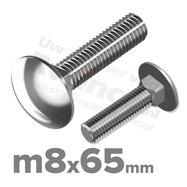 Slotbout M8 x 65mm DIN 603 A2 ( RVS )