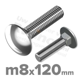 Slotbout M8 x 120mm DIN 603 A2 ( RVS )