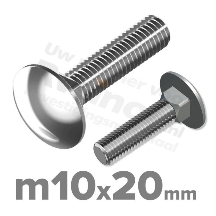 Slotbout M10 x 20mm DIN 603 A2 ( RVS )