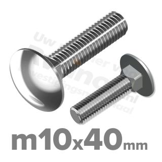 Slotbout M10 x 40mm DIN 603 A2 ( RVS )