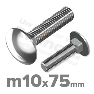 Slotbout M10 x 75mm DIN 603 A2 ( RVS )