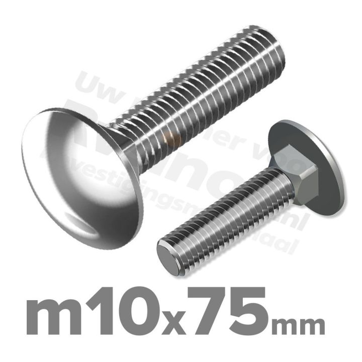 Slotbout M10 x 75mm DIN 603 A2 ( RVS )