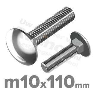 Slotbout M10 x 110mm DIN 603 A2 ( RVS )