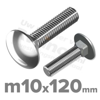 Slotbout M10 x 120mm DIN 603 A2 ( RVS )