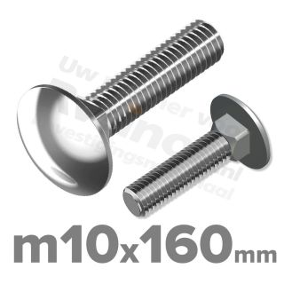 Slotbout M10 x 160mm DIN 603 A2 ( RVS )