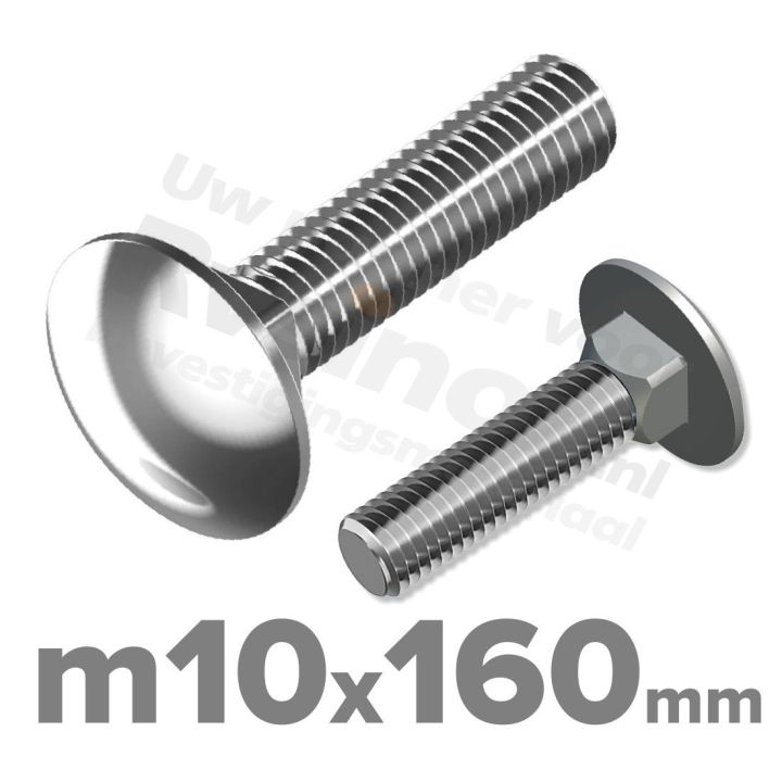 Slotbout M10 x 160mm DIN 603 A2 ( RVS )