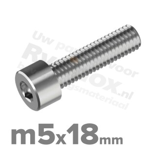 Inbusbout M5x18 DIN 912 / ISO 4762 - RVS A2 (Inox)