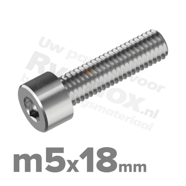 Inbusbout M5x18 DIN 912 / ISO 4762 - RVS A2 (Inox)