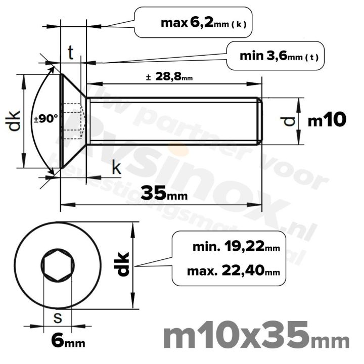 ISO 10642 RVS A2 M10x35mm | Rvsinox.nl