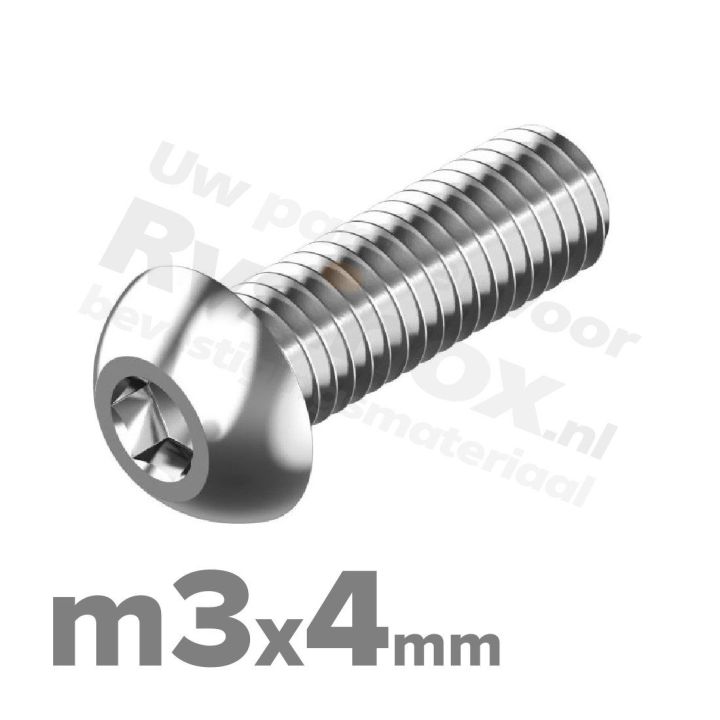 ISO 7380-1 RVS A2 M3x4mm