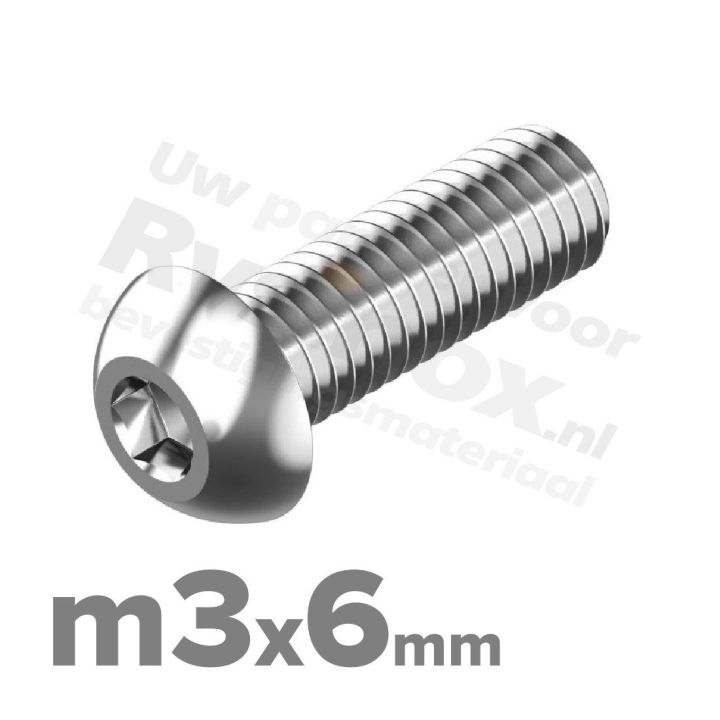 ISO 7380-1 RVS A2 M3x6mm