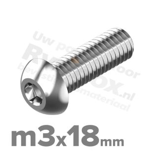 ISO 7380-1 RVS A2 M3x18mm