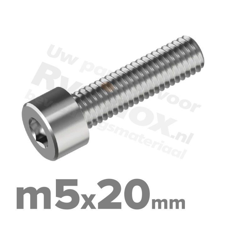 Inbusbout M5x20 DIN 912 / ISO 4762 - RVS A2 (Inox)