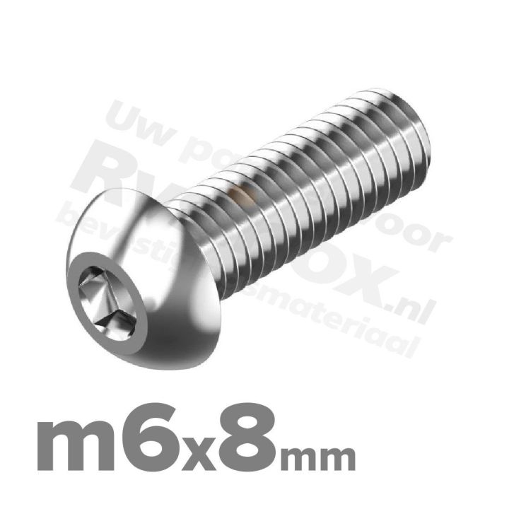 ISO 7380-1 RVS A2 M6x8mm