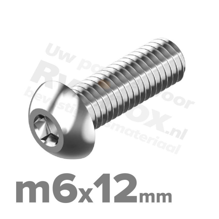 ISO 7380-1 RVS A2 M6x12mm