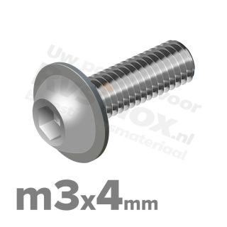ISO 7380-2 RVS A2 M3x4mm