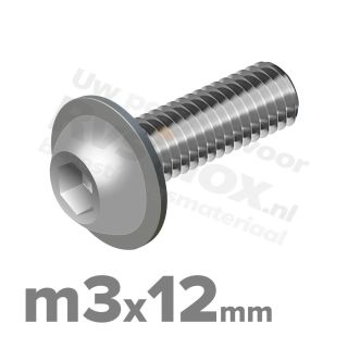 ISO 7380-2 RVS A2 M3x12mm