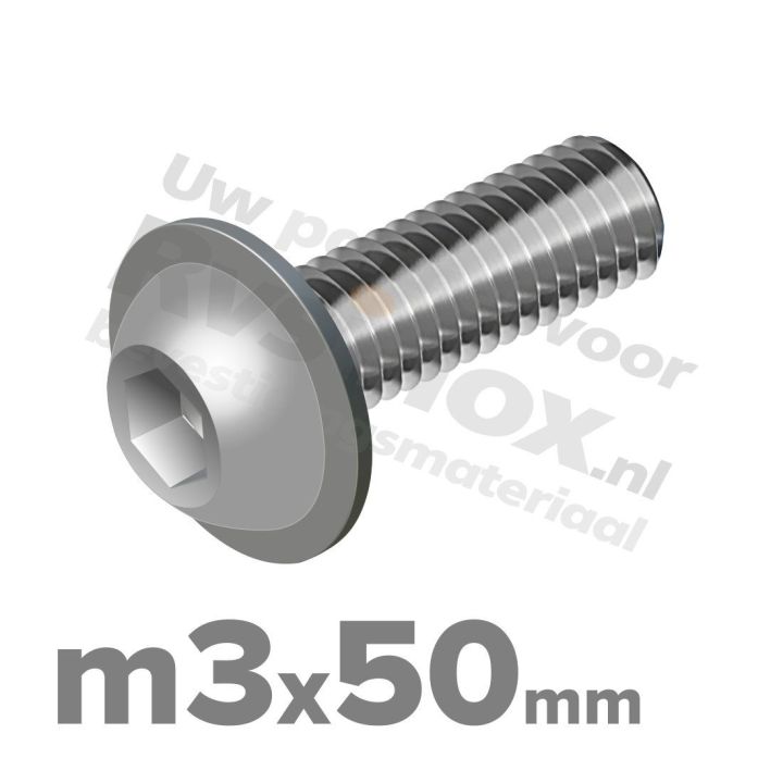 ISO 7380-2 RVS A2 M3x50mm