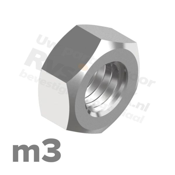 Zeskantmoer M3 DIN 934 RVS A2