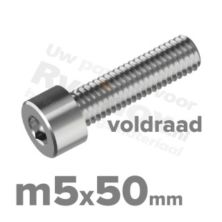 Inbusbout M5x50/50 DIN 912 / ISO 4762 - RVS A2 (Inox)