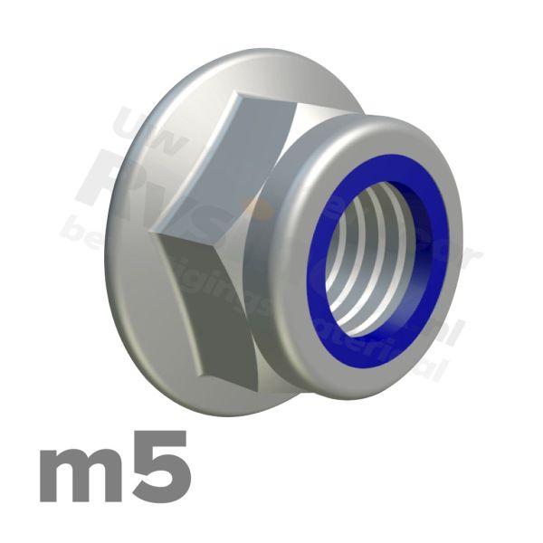 Zeskantflensmoer zelfborgend M5 DIN 6926 RVS A2 | rvsinox.nl