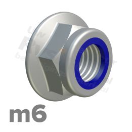 Zeskantflensmoer zelfborgend M6 DIN 6926 RVS A2 | rvsinox.nl