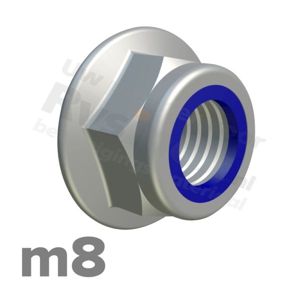 Zeskantflensmoer zelfborgend M8 DIN 6926 RVS A2 | rvsinox.nl