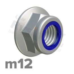 Zeskantflensmoer zelfborgend M12 DIN 6926 RVS A2 | rvsinox.nl