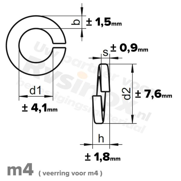 Veerring M4 DIN 127B RVS A1 | rvsinox.nl