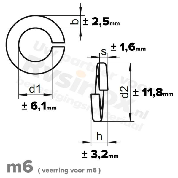 Veerring M6 DIN 127B RVS A1 | rvsinox.nl