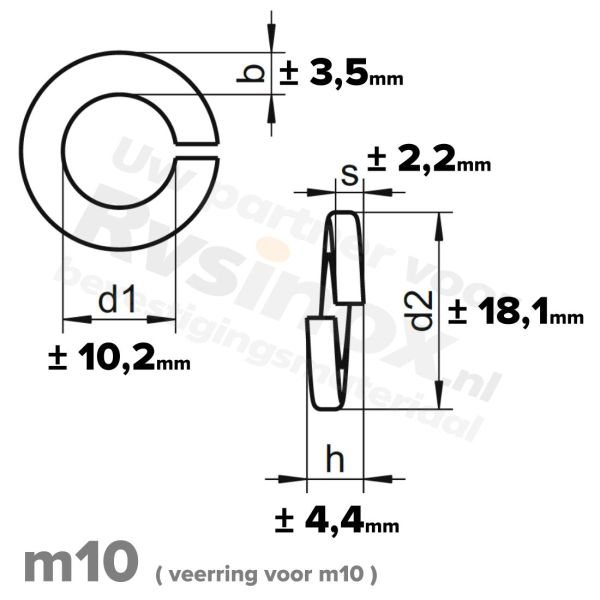 Veerring M10 DIN 127B RVS A1 | rvsinox.nl