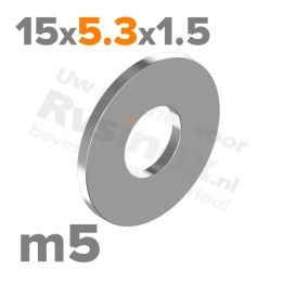 Carrosseriering M5 met buitendiameter 15mm |  RVS A2 | rvsinox.nl