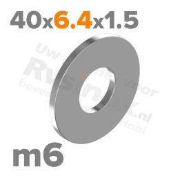 Carrosseriering M6 met buitendiameter 40mm |  RVS A2 | rvsinox.nl