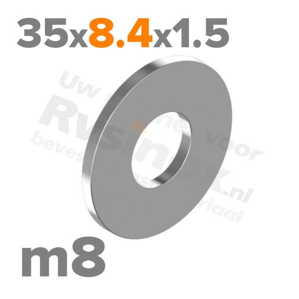Carrosseriering M8 met buitendiameter 35mm |  RVS A2 | rvsinox.nl