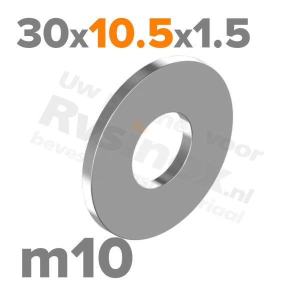 Carrosseriering M10 met buitendiameter 30mm |  RVS A2 | rvsinox.nl