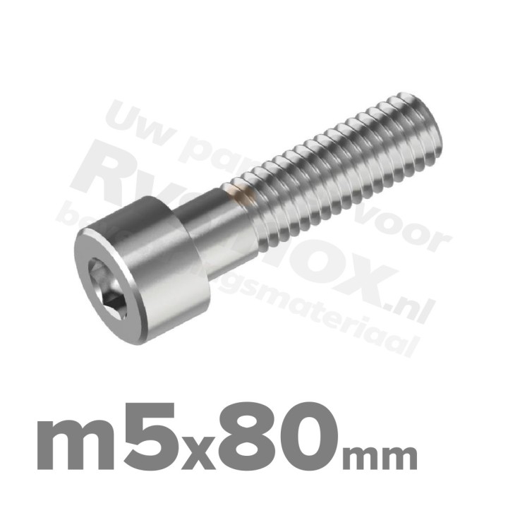 Inbusbout M5x80 DIN 912 / ISO 4762 - RVS A2 (Inox)
