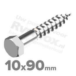 Houtdraadbout 10x90mm DIN 571 A2 ( RVS )