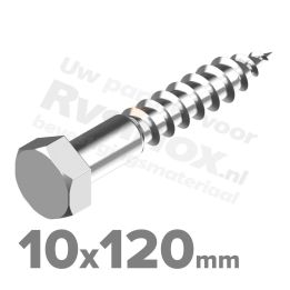 Houtdraadbout 10x120mm DIN 571 A2 ( RVS )