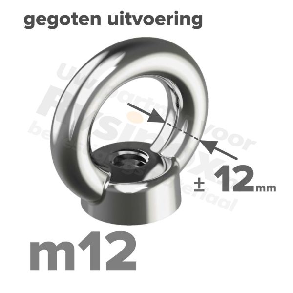 Oogmoer M12 art. 582 RVS A2 | rvsinox.nl