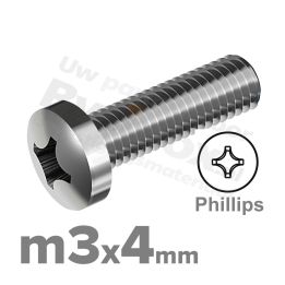 RVS bolcilinderschroef M3x4mm DIN 7985-H A2 | Rvsinox.nl