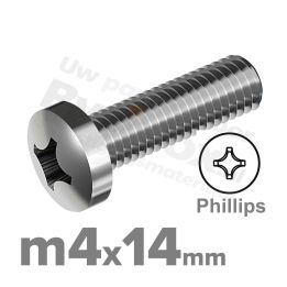 RVS bolcilinderschroef M4x14mm DIN 7985-H A2 | Rvsinox.nl