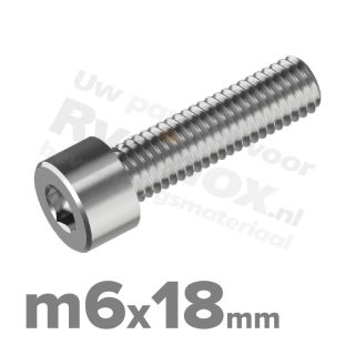 Inbusbout M6x18 DIN 912 / ISO 4762 - RVS A2 (Inox)