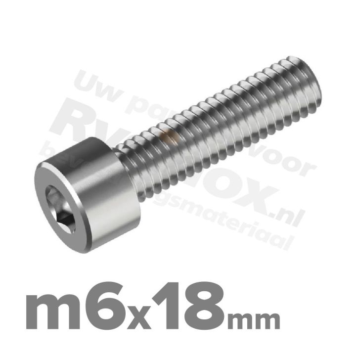 Inbusbout M6x18 DIN 912 / ISO 4762 - RVS A2 (Inox)